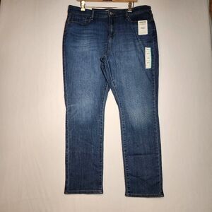 Signature Levi Strauss Women's Mid Rise Straight Sz 18 W34 L30 Jeans Whisker NEW